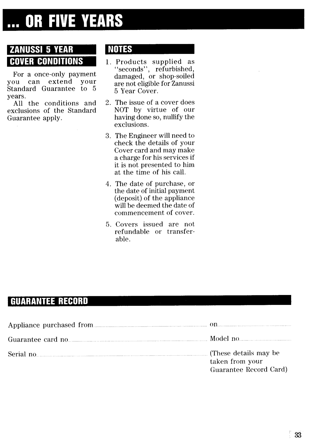 Zanussi FJ 1033 manual 