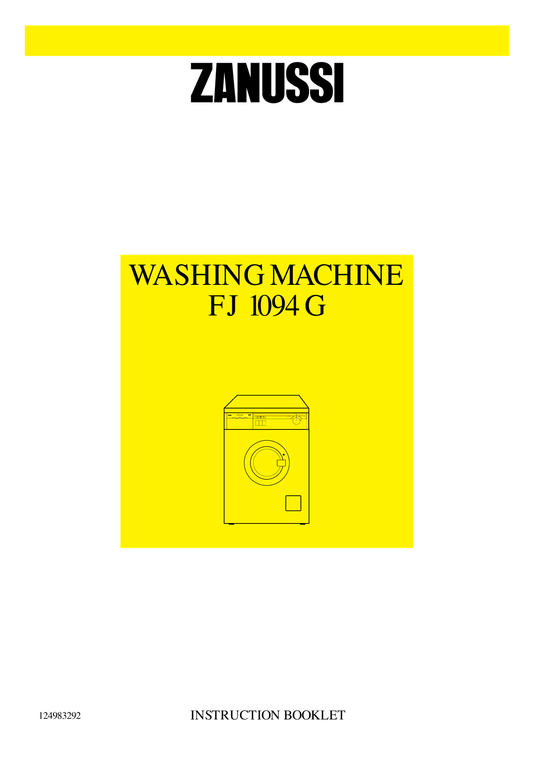 Zanussi FJ 1094 G manual Washing Machine 