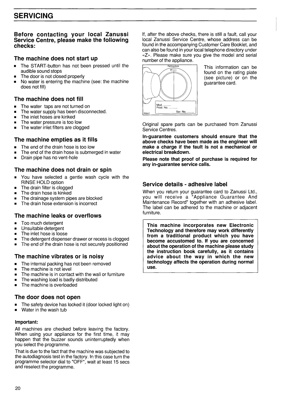 Zanussi FJ 1200 manual 