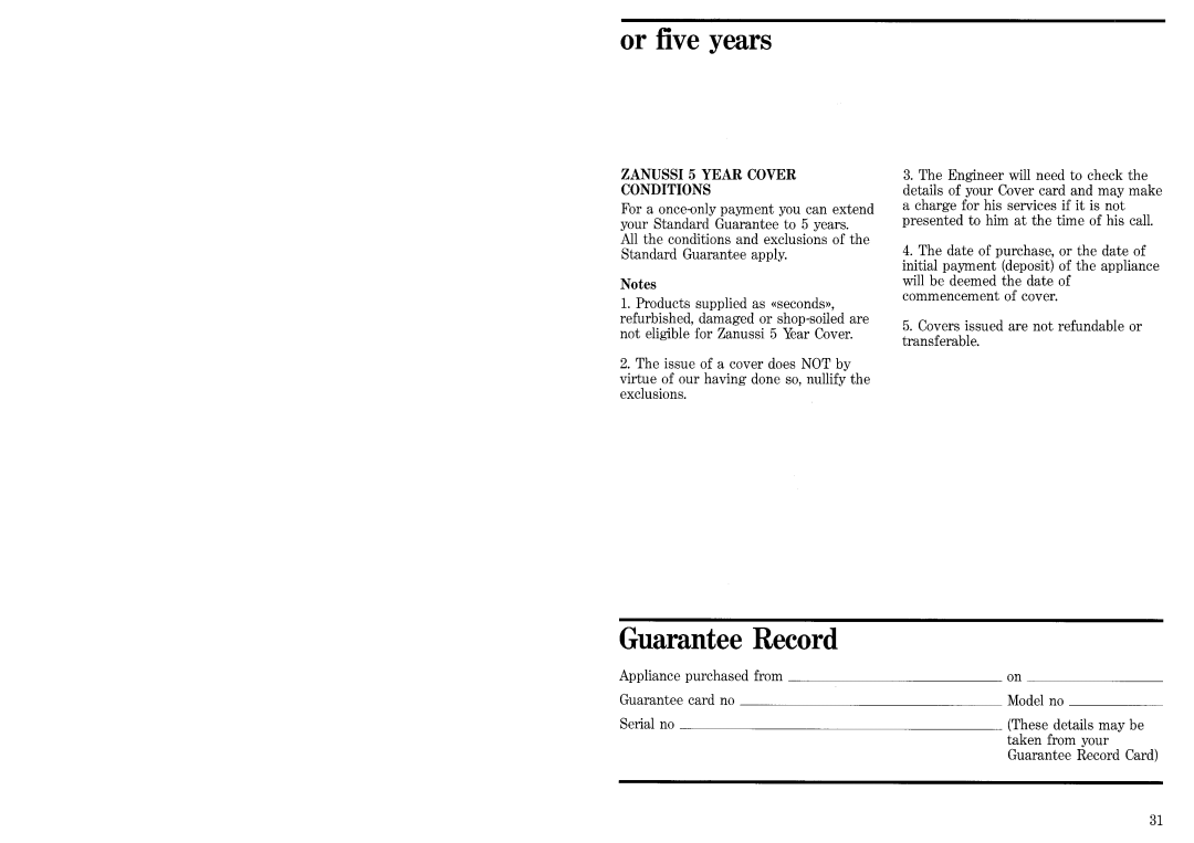 Zanussi FJ1011/A manual 