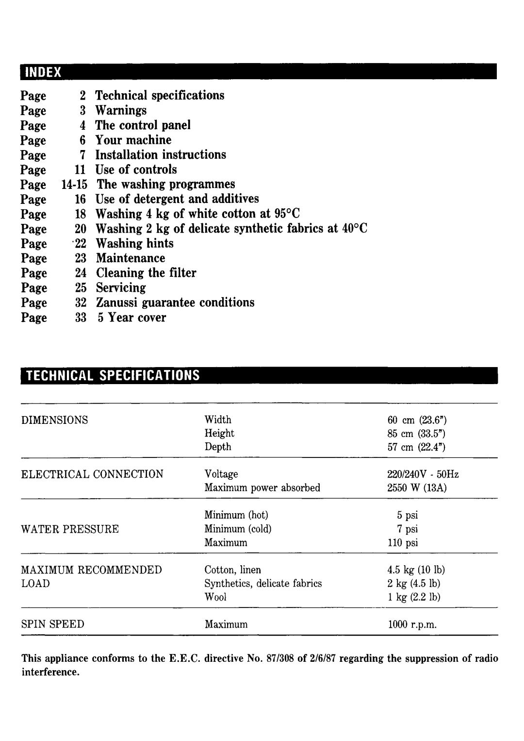 Zanussi FJ1040/A manual 