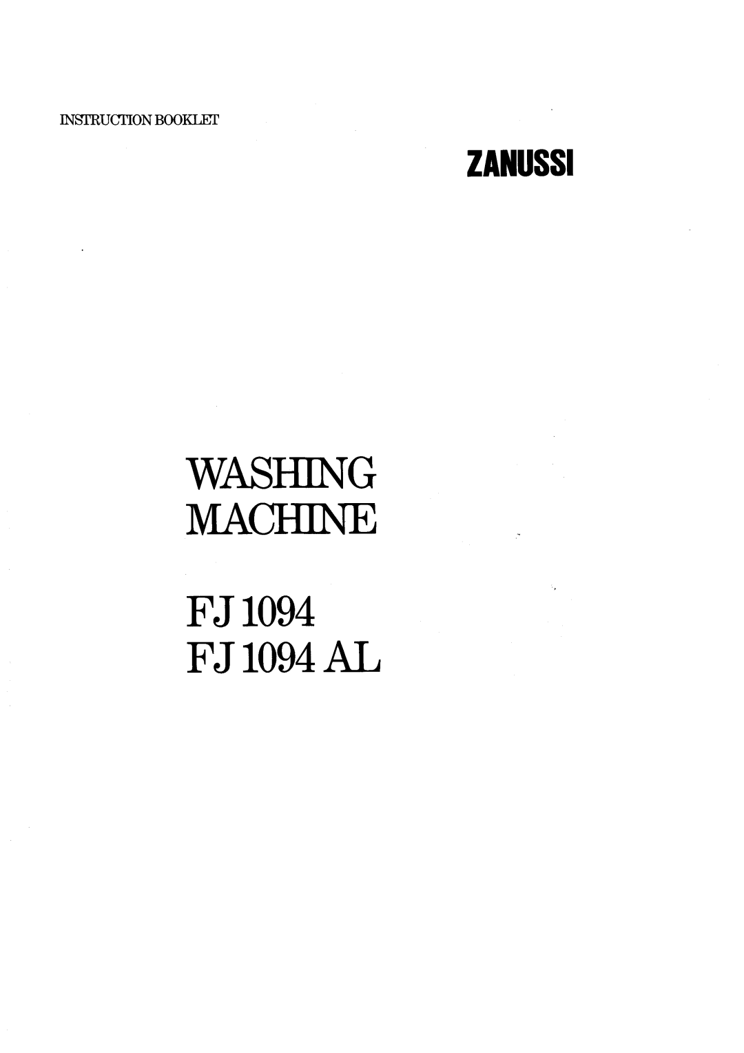 Zanussi FJ1094 AL manual 