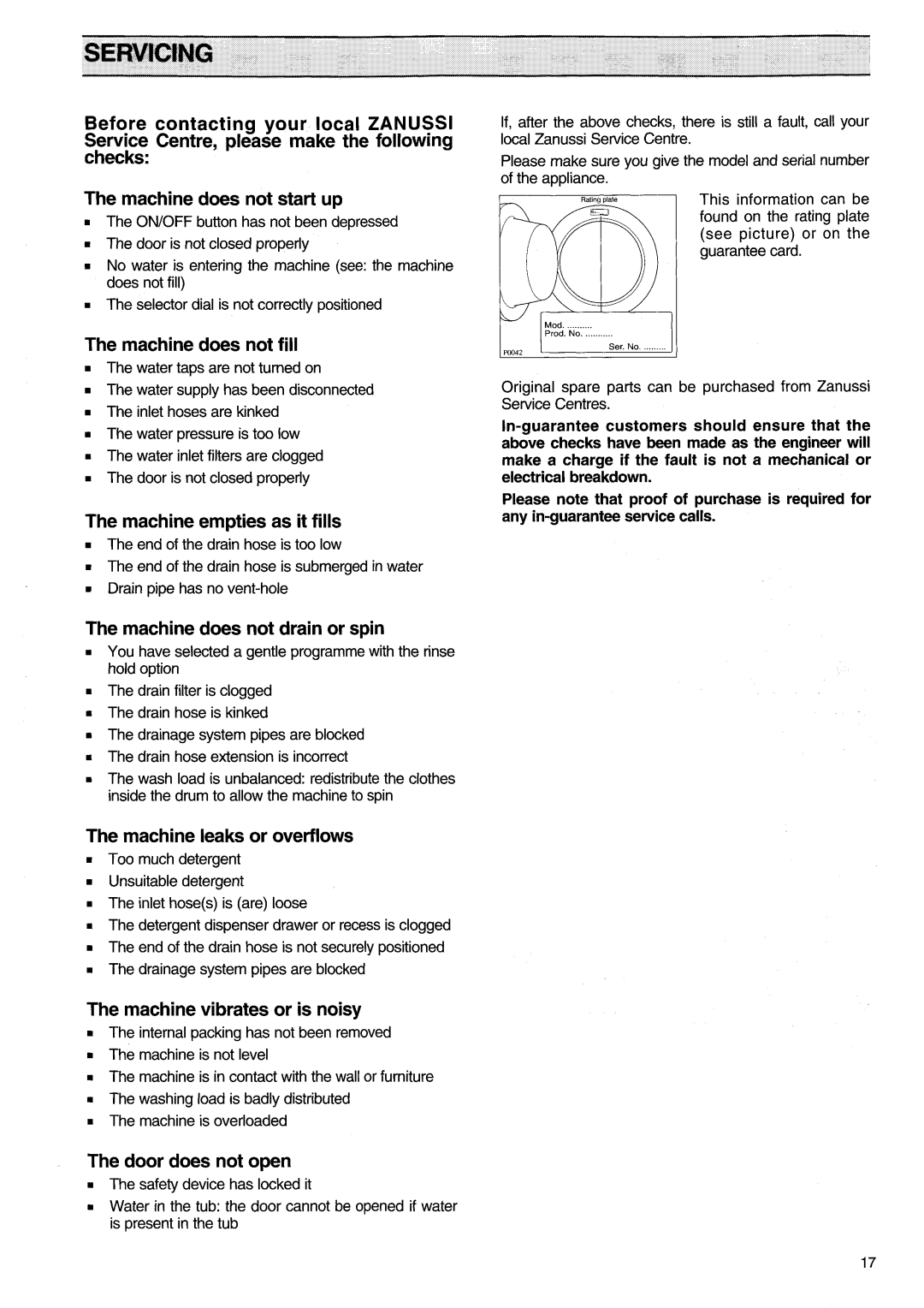 Zanussi FJ1094 AL manual 