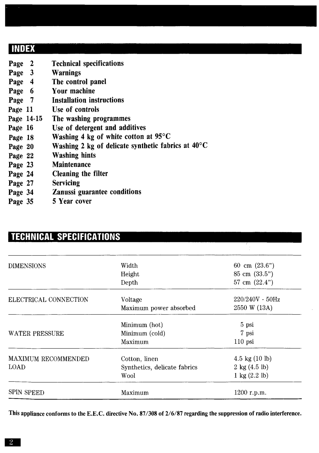 Zanussi FJ1224/A manual 