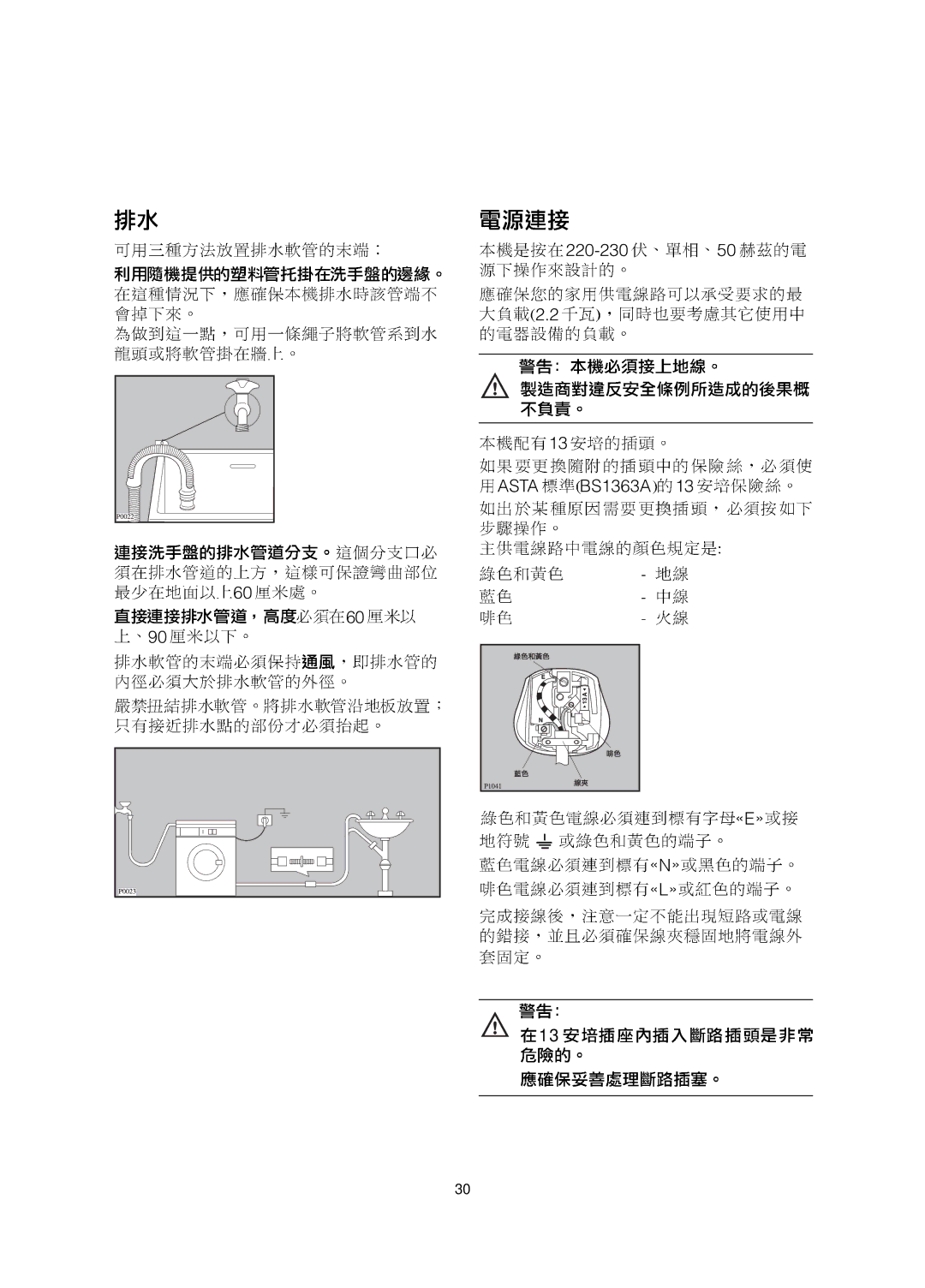 Zanussi FJE 1207 user manual Asta BS1363A «E» «N» «L» 