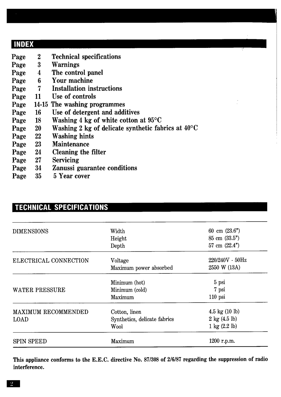 Zanussi FJi1204/A manual 