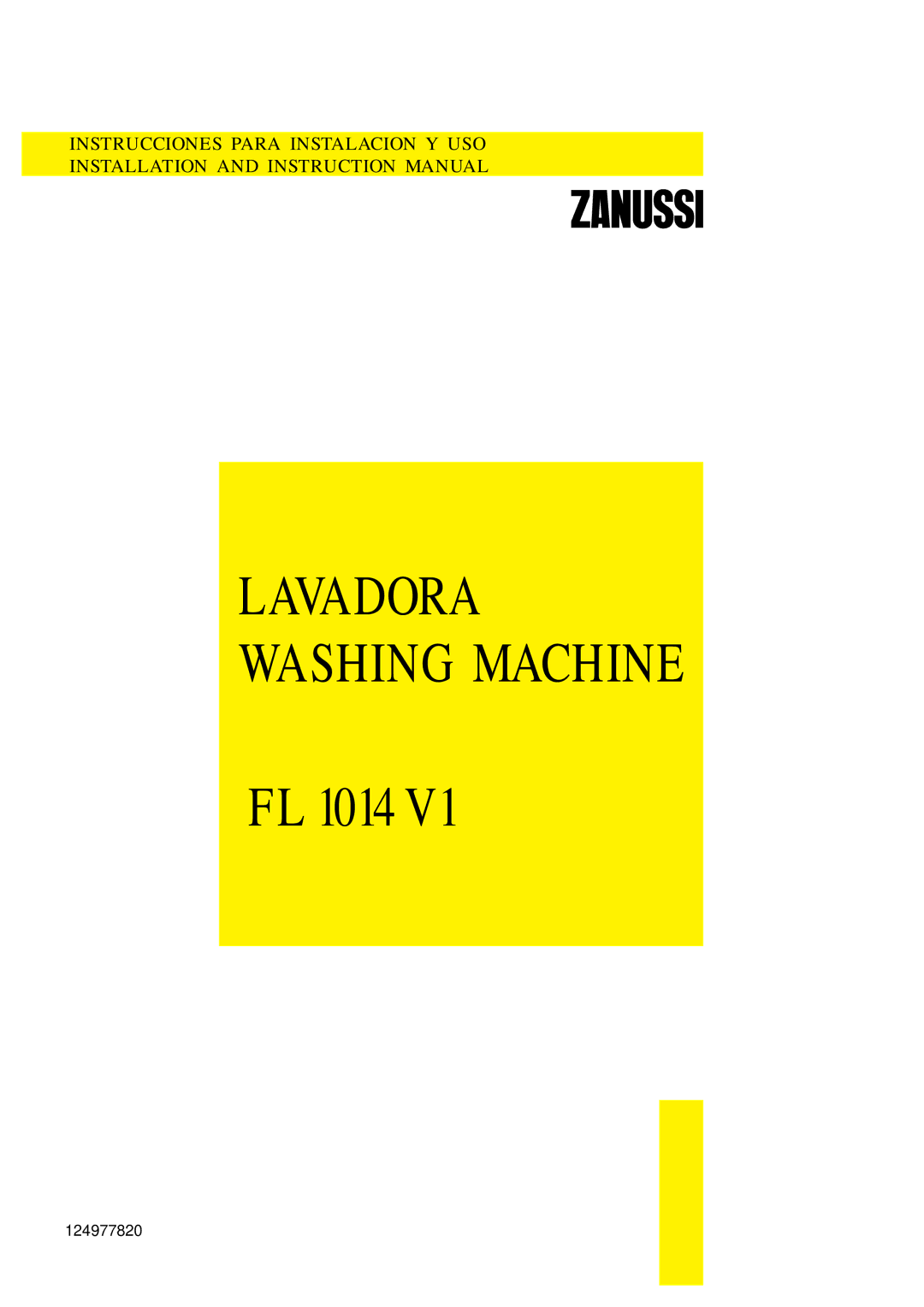 Zanussi FL 1014 V1 instruction manual Lavadora Washing Machine 