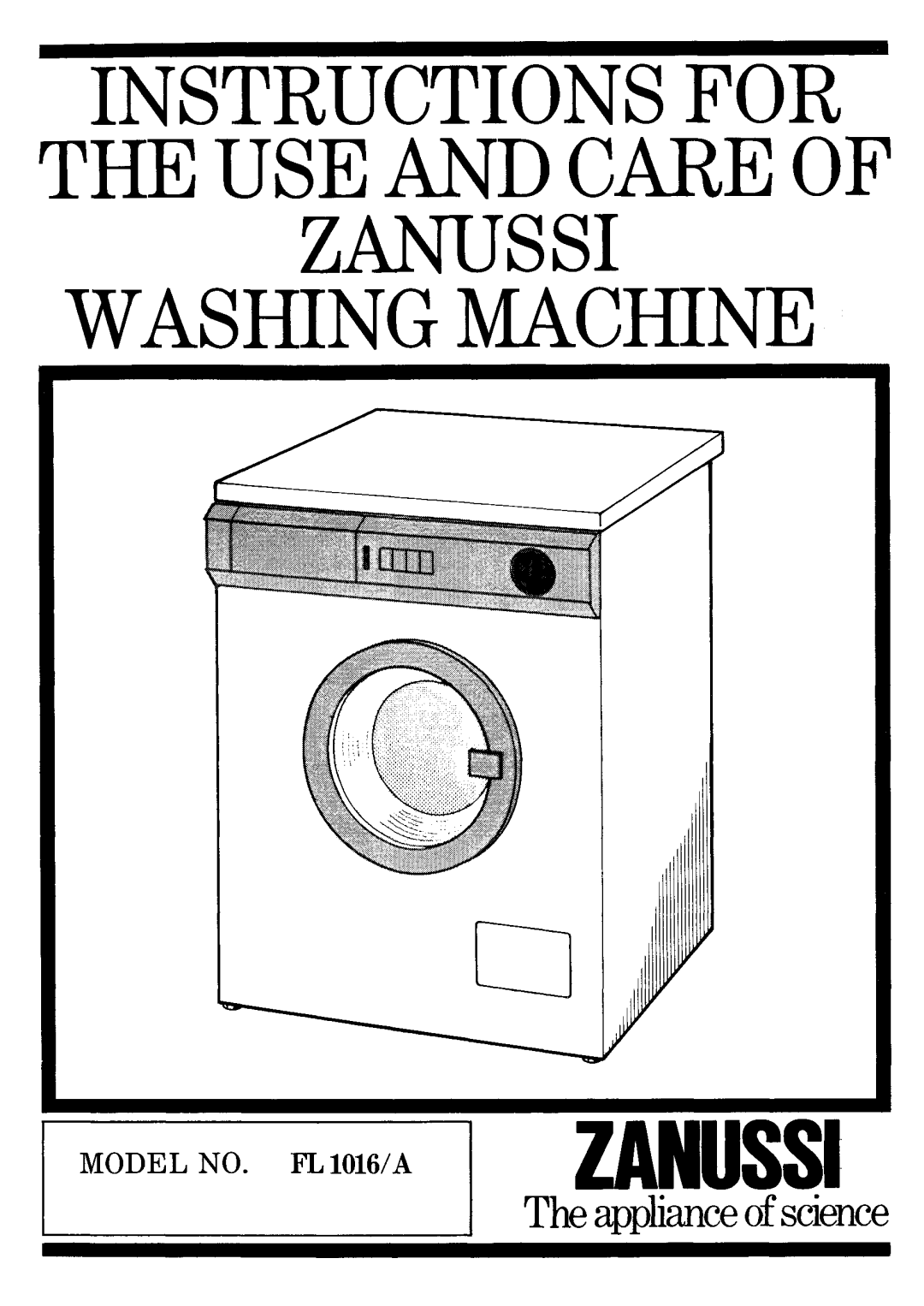 Zanussi FL 1016/A manual 