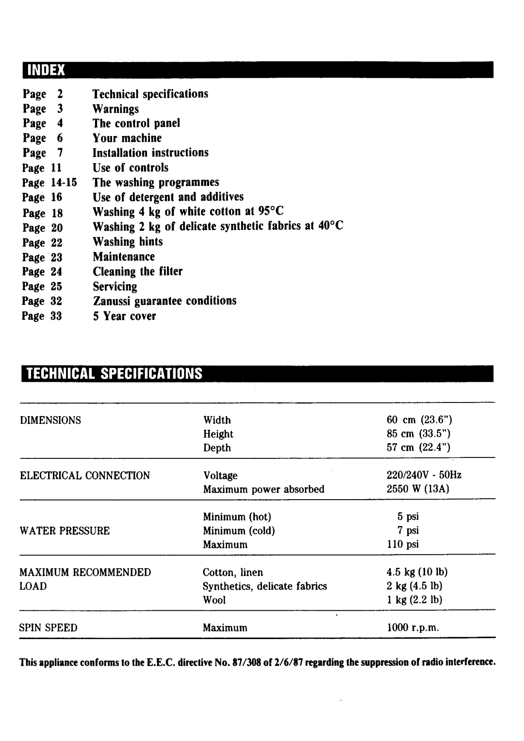 Zanussi FL 1032 manual 