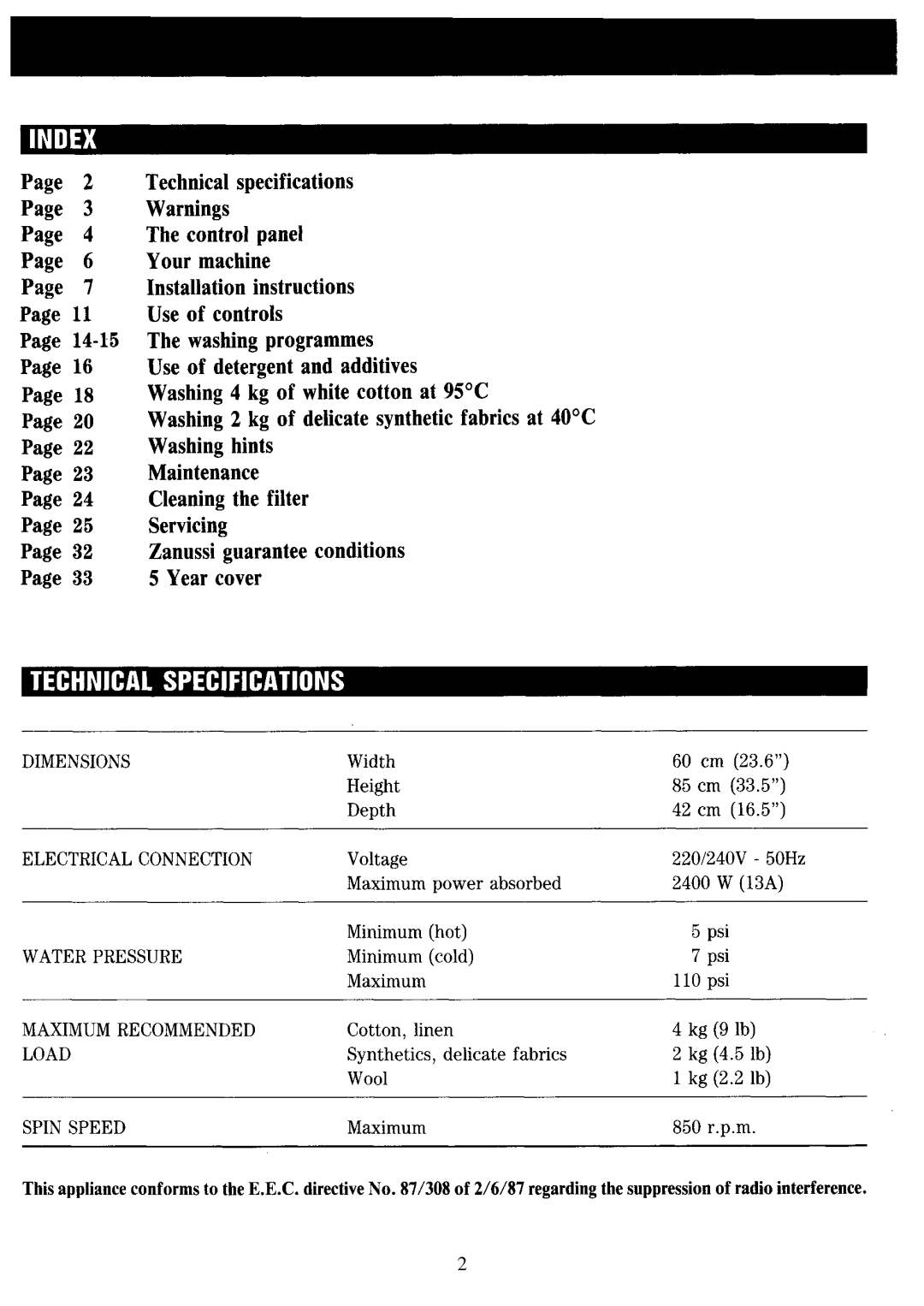 Zanussi FL 853 manual 