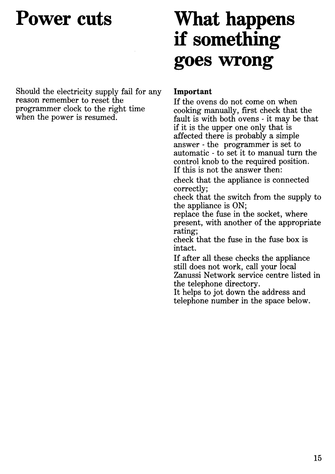 Zanussi FM56 manual 