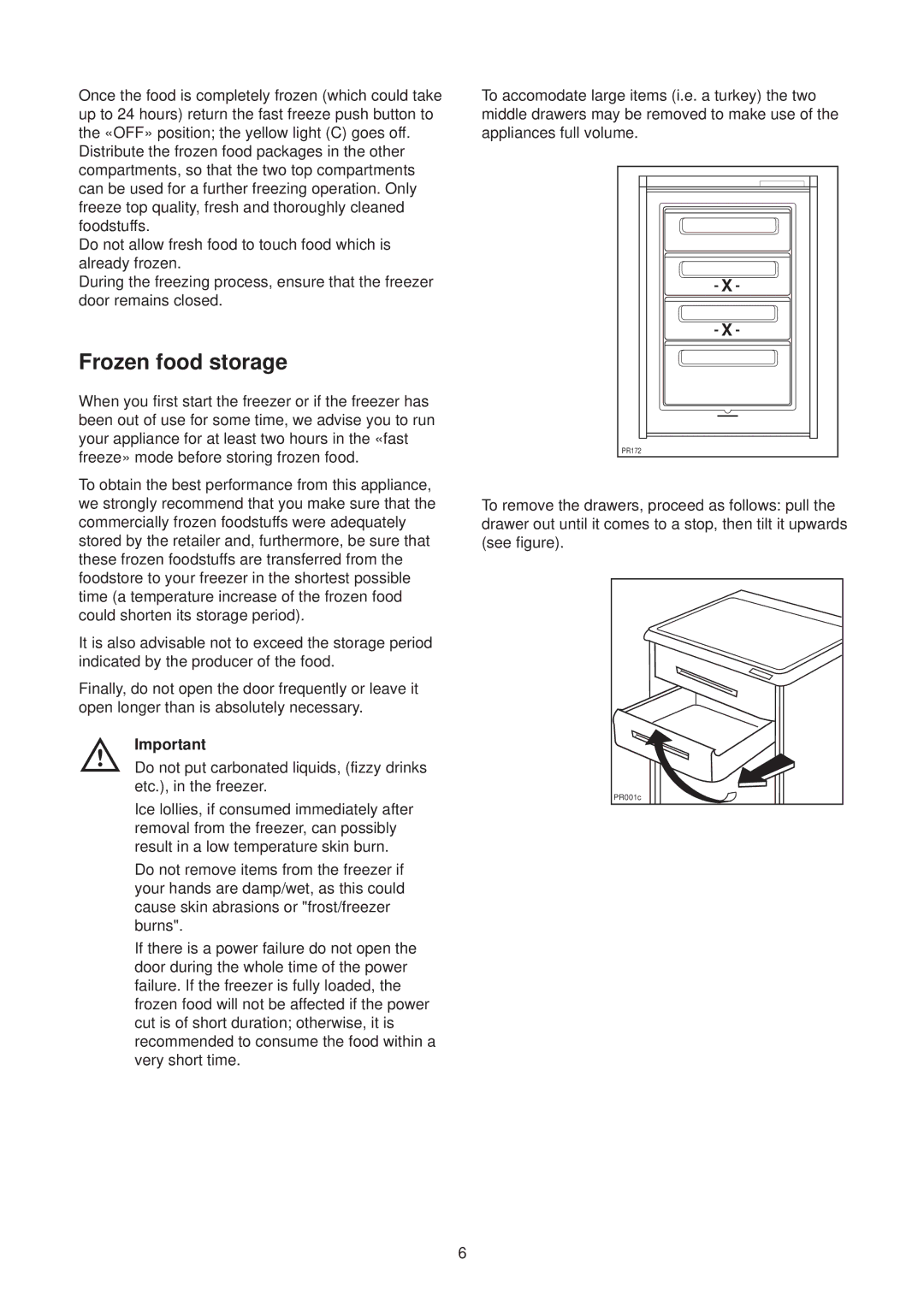 Zanussi FREEZER ZV 47 manual Frozen food storage 