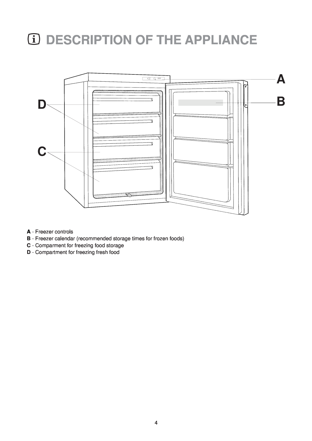 Zanussi FREEZER ZV 47 manual Description Of The Appliance 