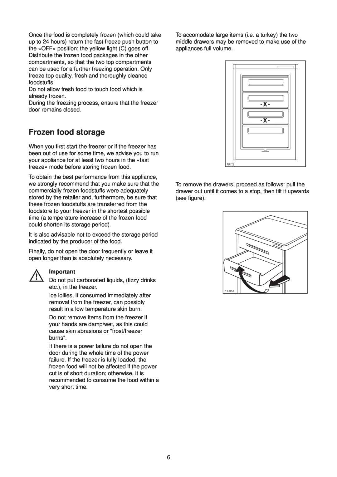 Zanussi FREEZER ZV 47 manual Frozen food storage 