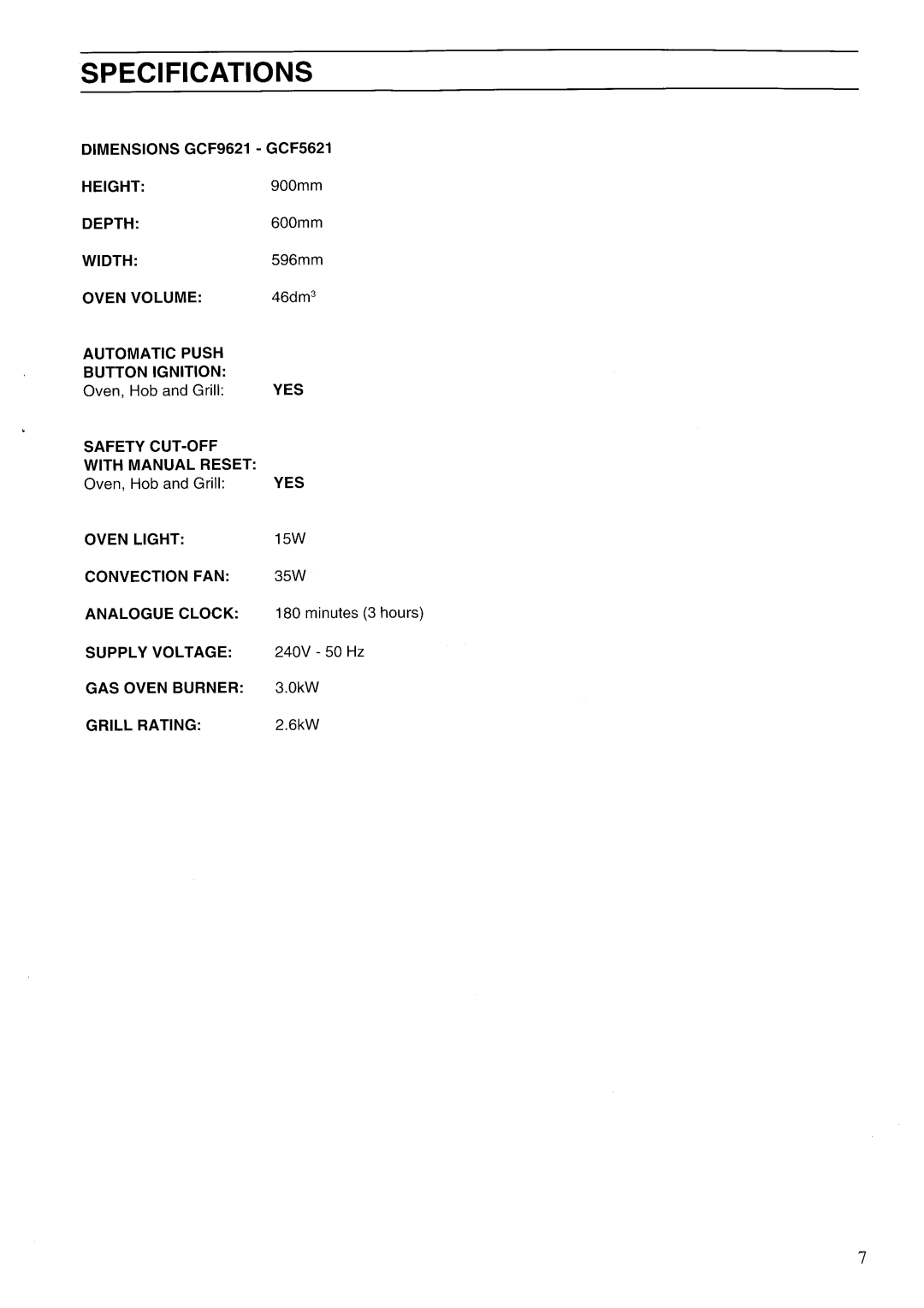 Zanussi GCF5621, GCF9621 manual 