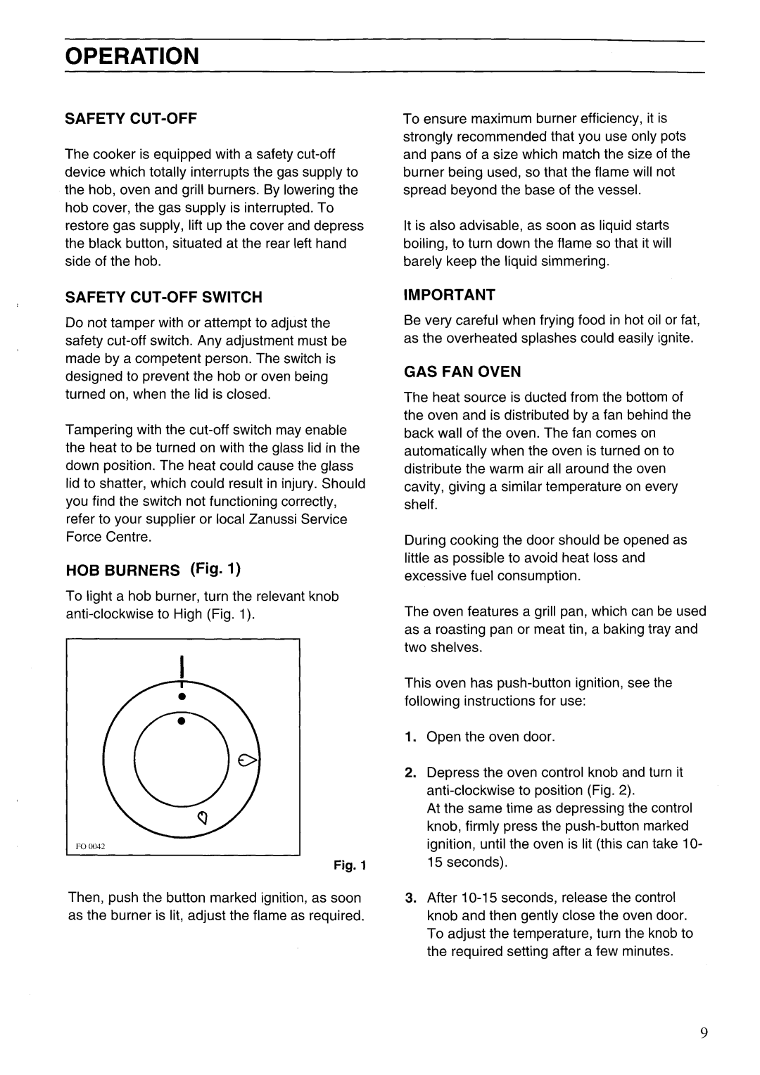 Zanussi GCF5621, GCF9621 manual 