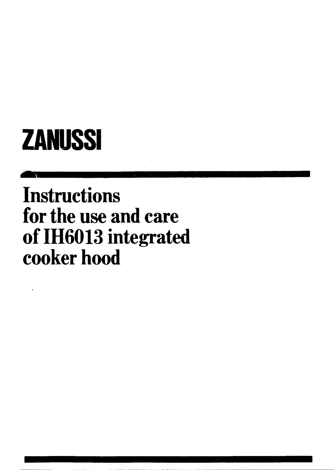 Zanussi IH6013 manual 