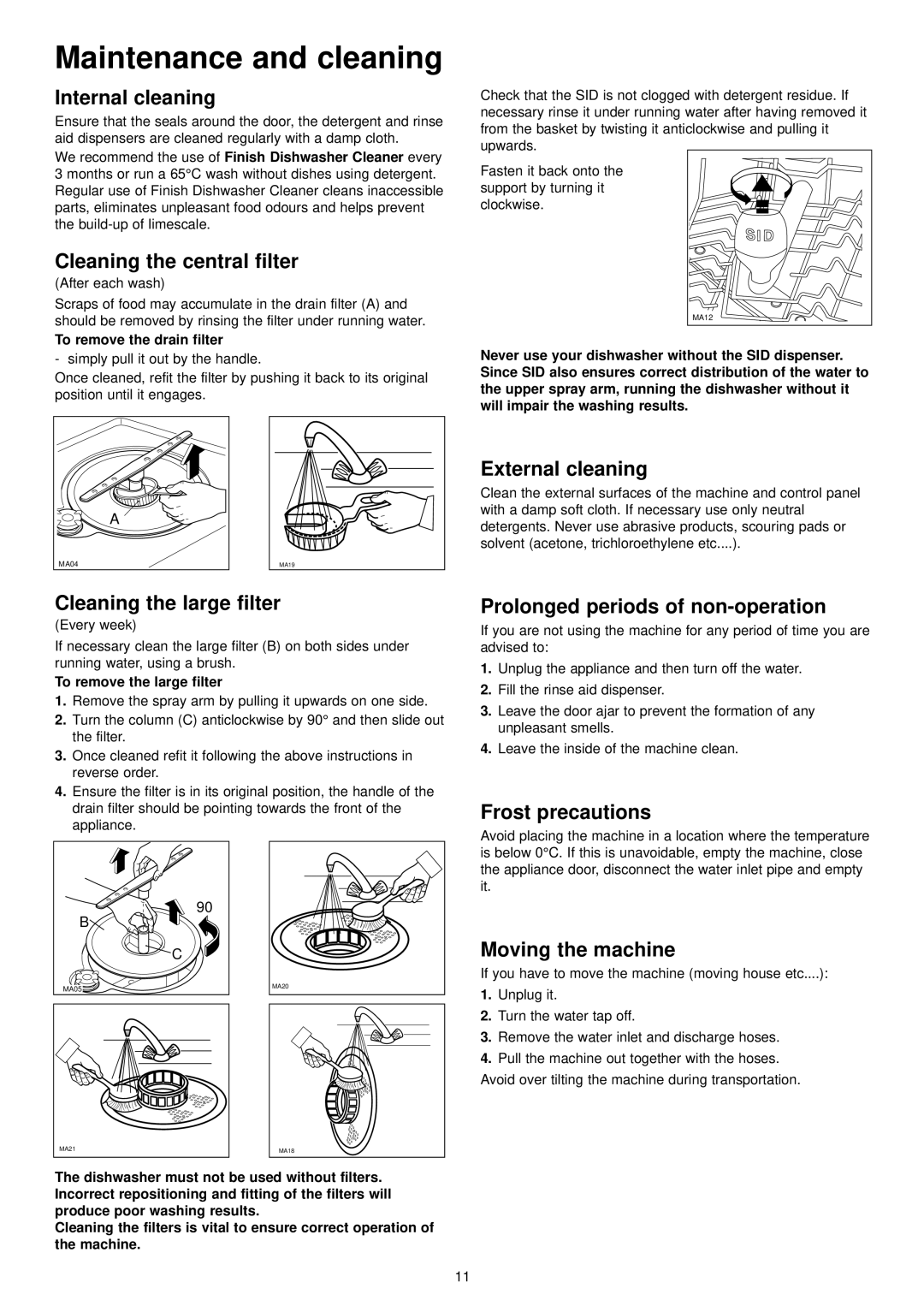 Zanussi IZZI manual Maintenance and cleaning 