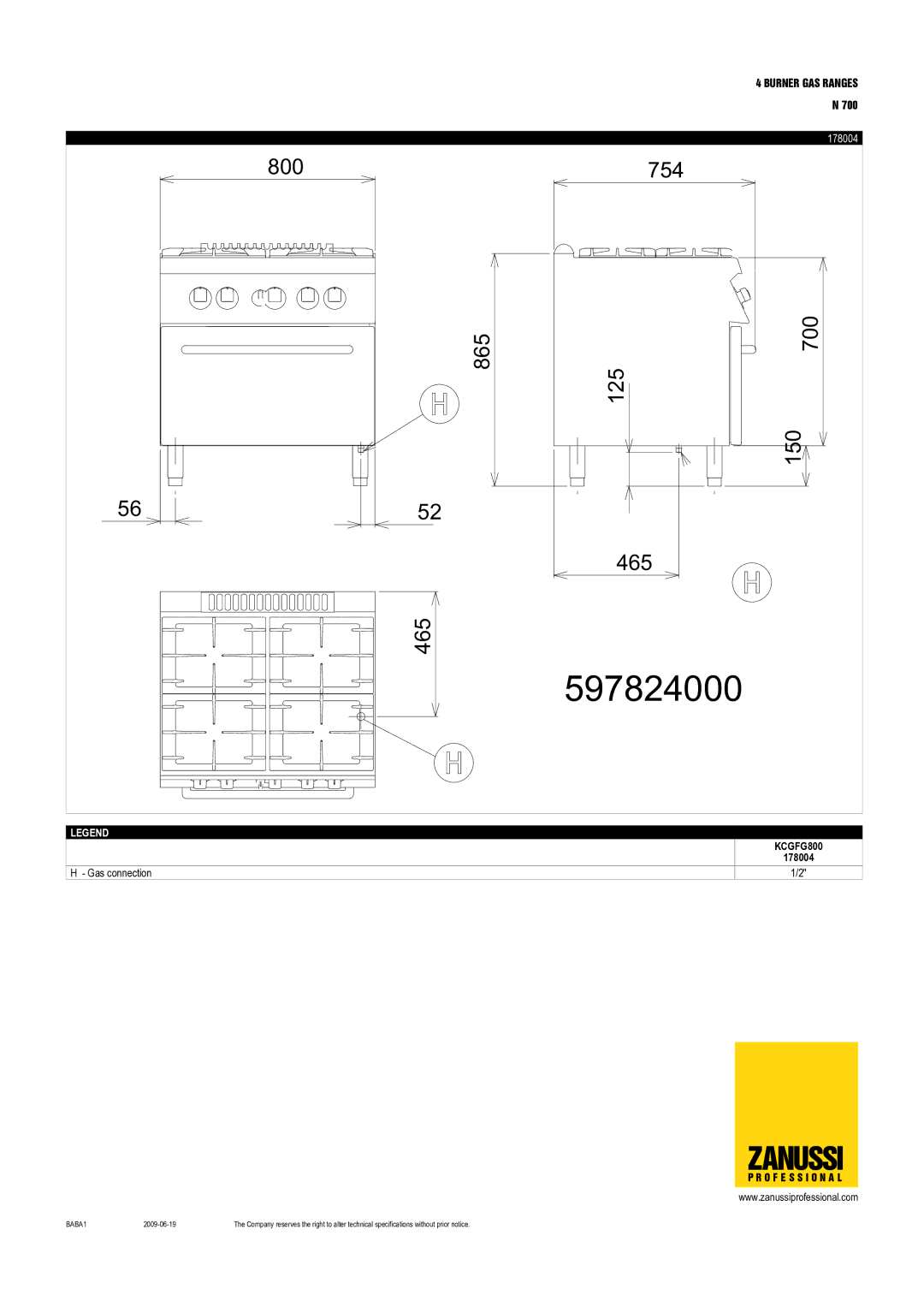 Zanussi 178007, KCGV800, KCGFE8002, KCGFG800, 178002, 178004, 178038 dimensions 597824000 