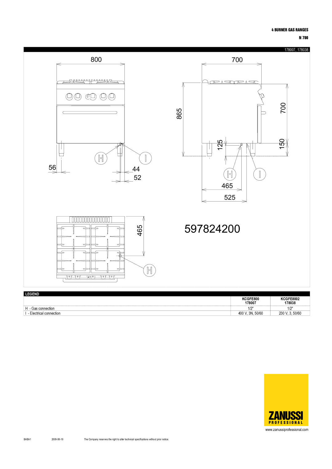 Zanussi 178002, KCGV800, KCGFE8002, KCGFG800, 178007, 178004, 178038 dimensions 597824200 