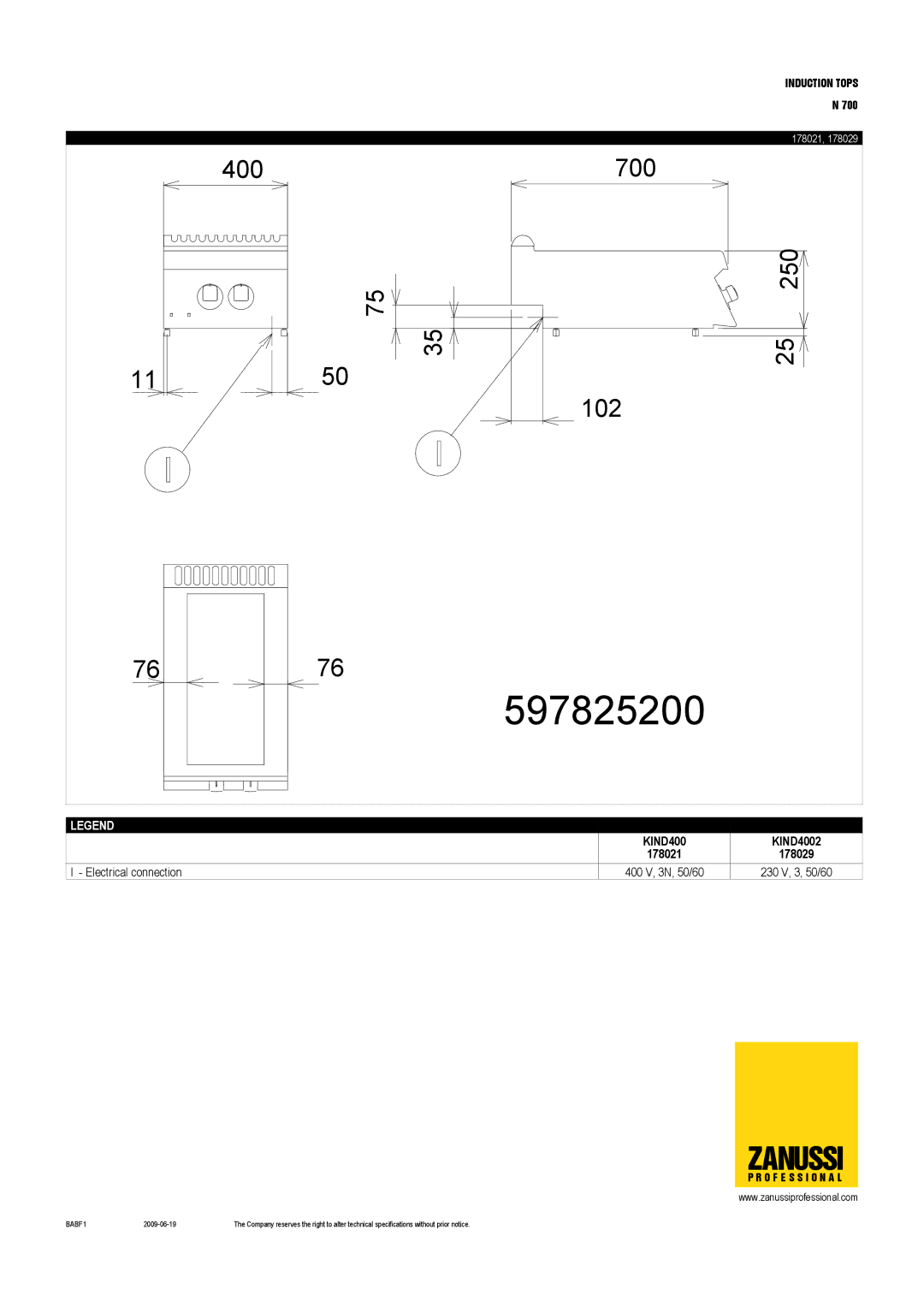 Zanussi KIND8002, KIND4002, KIND800F, 178021, 178041, 178029, 178022, 178030 dimensions 597825200 