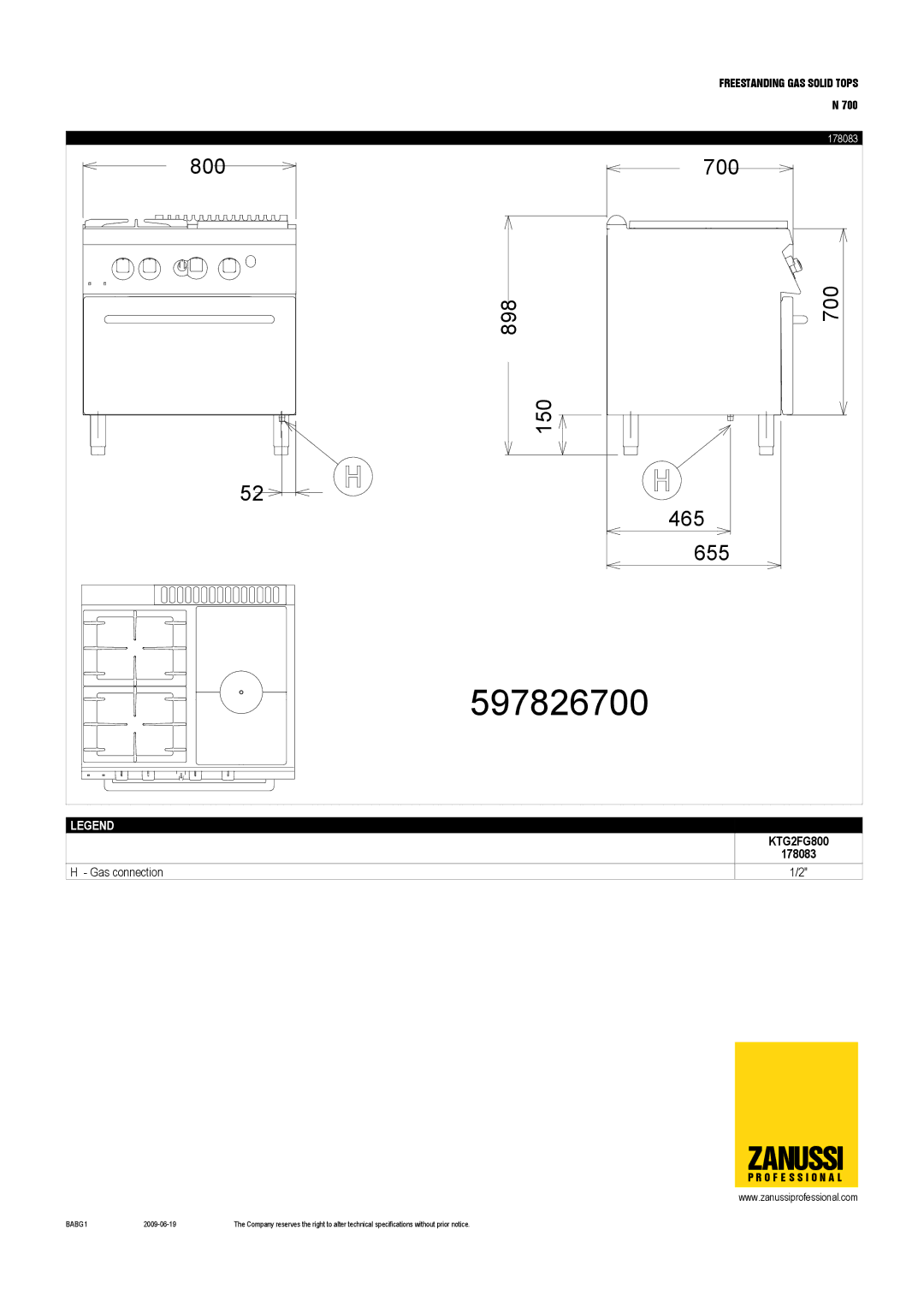 Zanussi 178084, KTG2FG1200, KTG2V800, KTGFG800, KTG2FG800, KTGV800, 178083, 178082, 178081, 178085 dimensions 597826700 