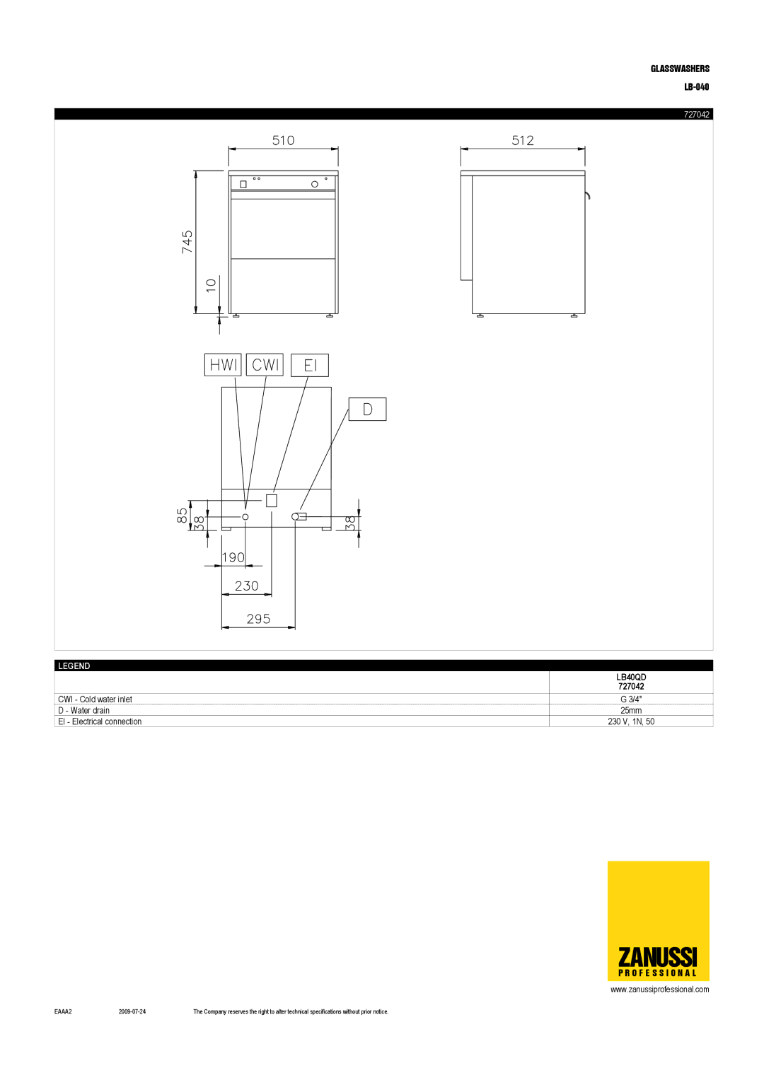 Zanussi LB-040 dimensions Zanussi 