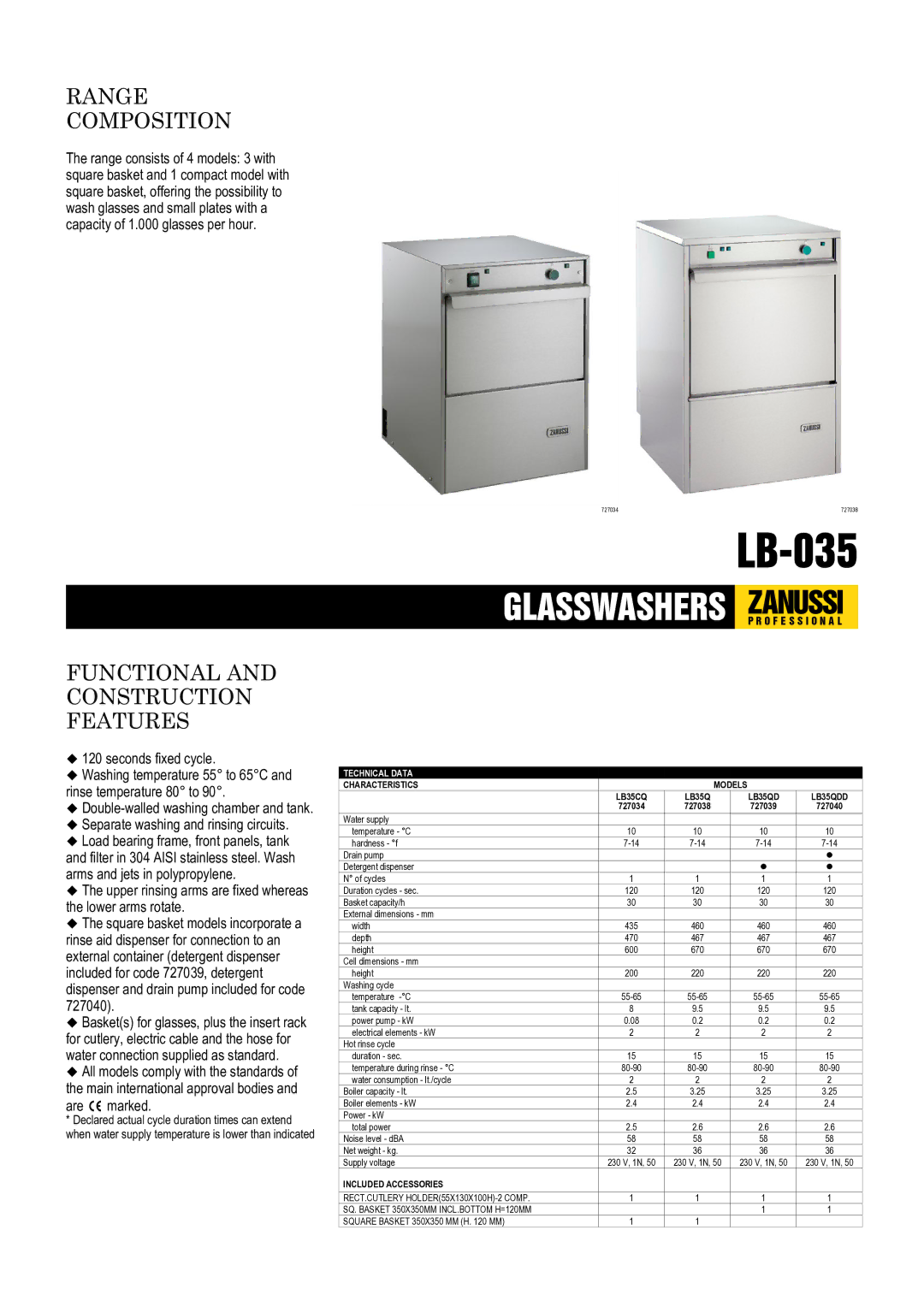 Zanussi LB35QDD, LB35CQ, 727040, 727039, 727038, 727034 dimensions LB-035 