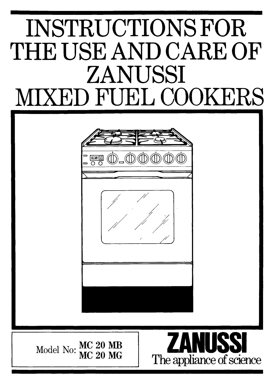 Zanussi MC 20 MG, MC 20 MB manual 