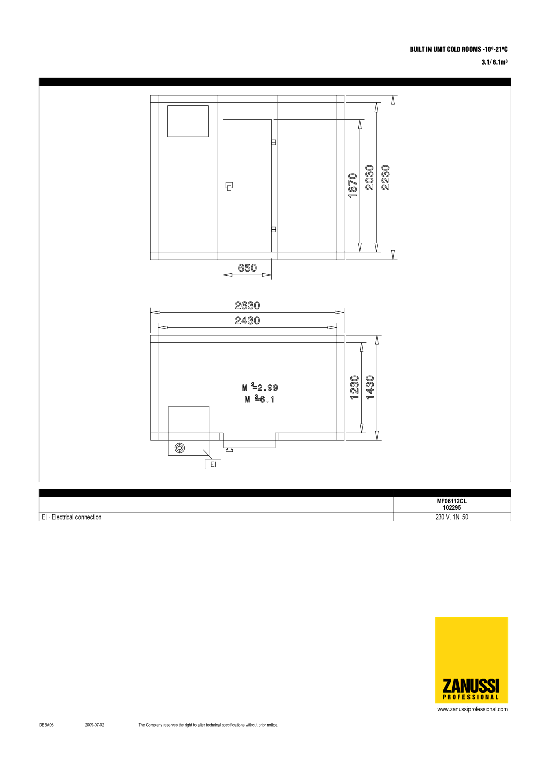 Zanussi 102286, MF05416CL, MF04112CL, MF05112CL, MF03112CL, 102285, 102029, 102290 dimensions MF06112CL 102295 