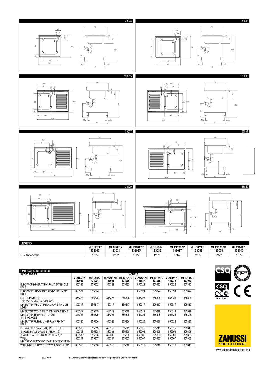 Zanussi ML1S1017L, ML1S1417R, ML1S1217R, ML1S1017R, ML1S1417L 133033, 133034, 133035 133036, 133037, 133039, 133038, 133040 