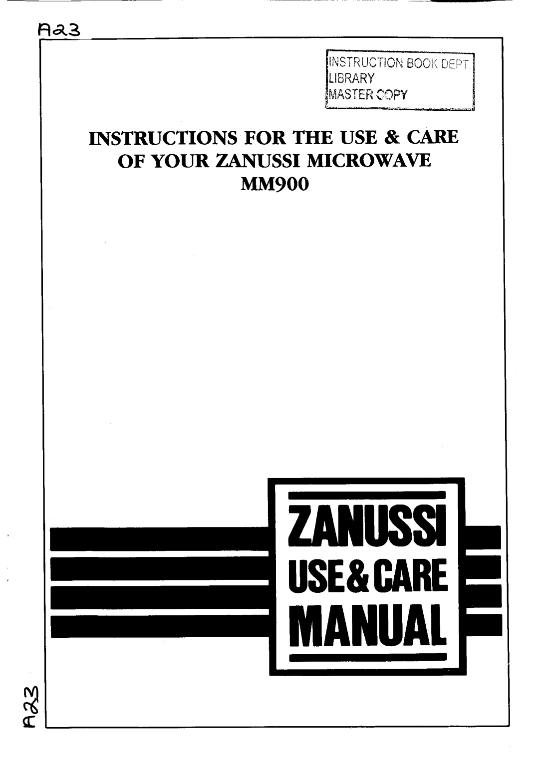 Zanussi MM900 manual 