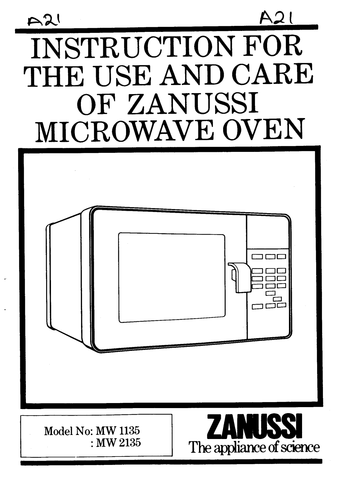 Zanussi MW 2135, MW 1135 manual 