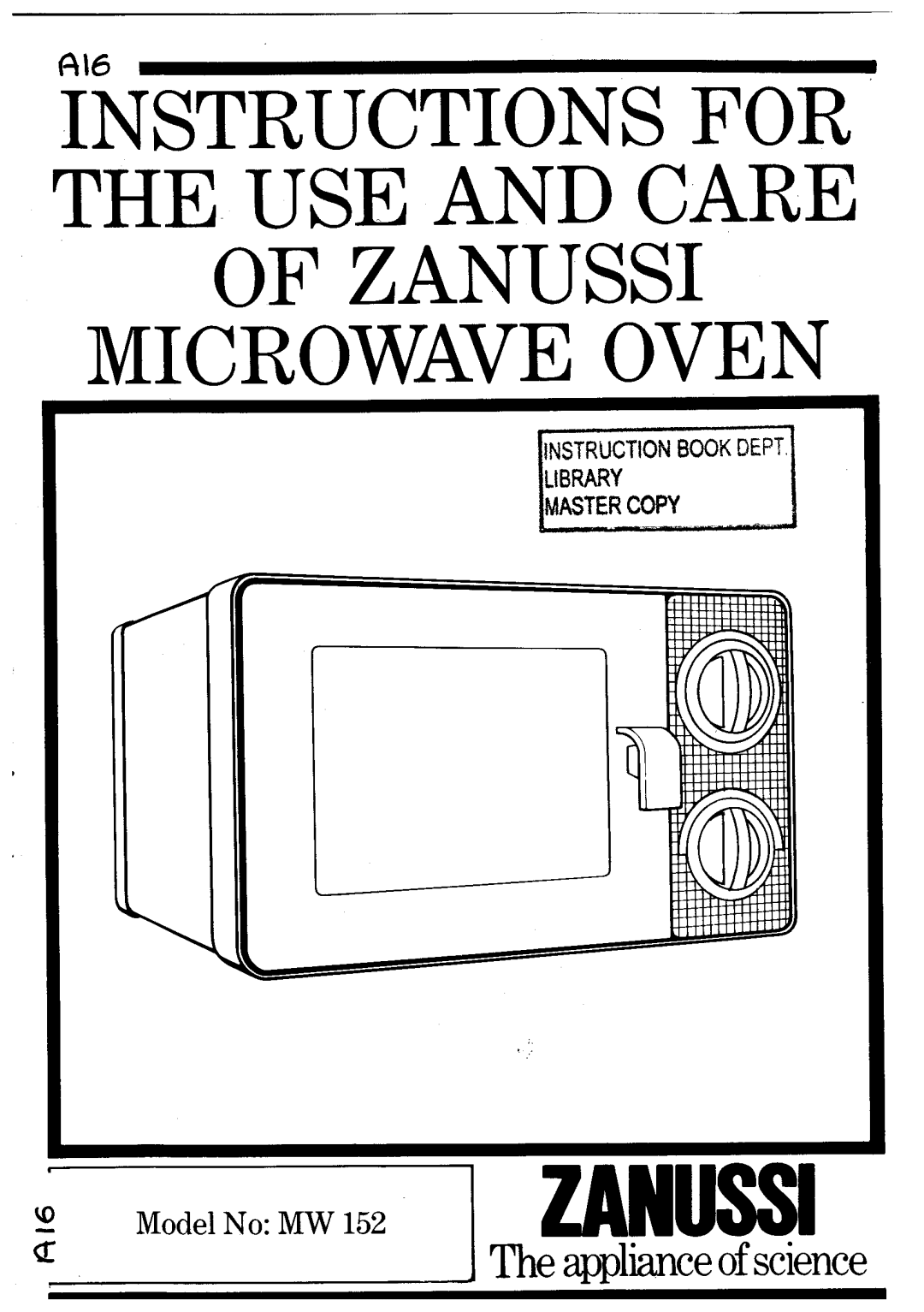 Zanussi MW 152 manual 