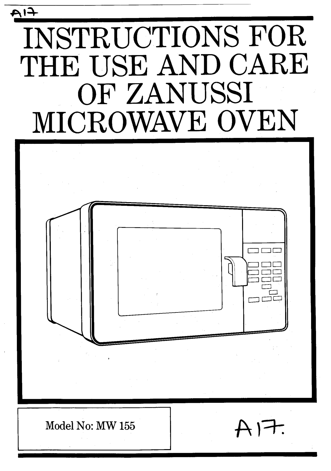 Zanussi MW155 manual 