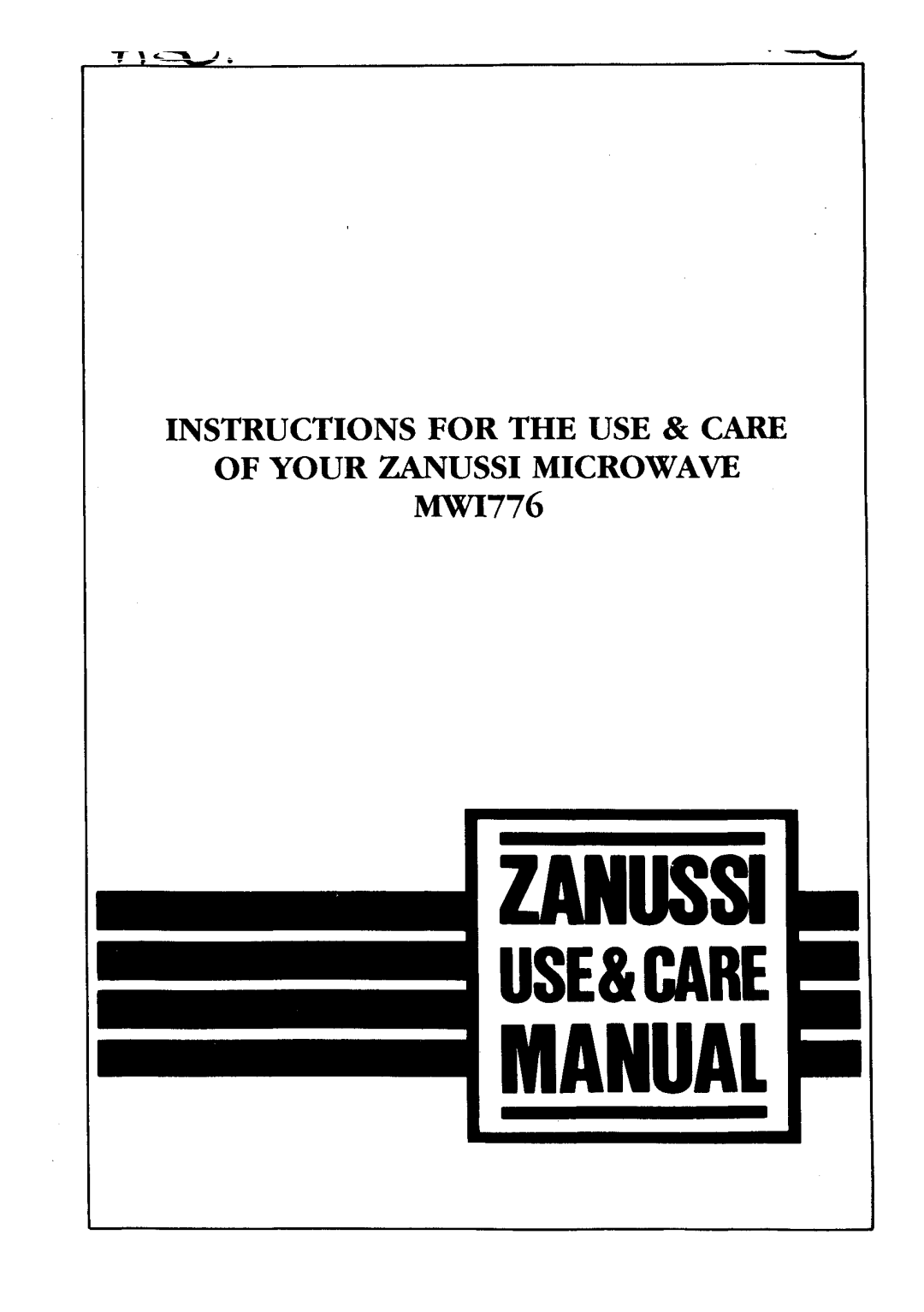 Zanussi MW1776 manual 
