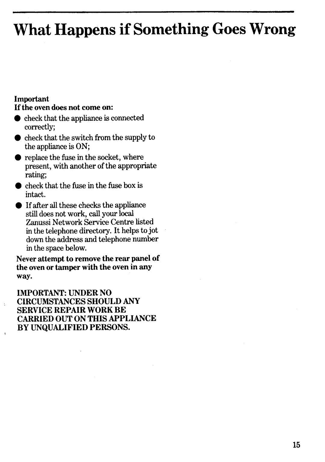 Zanussi MW182, MW282 manual 