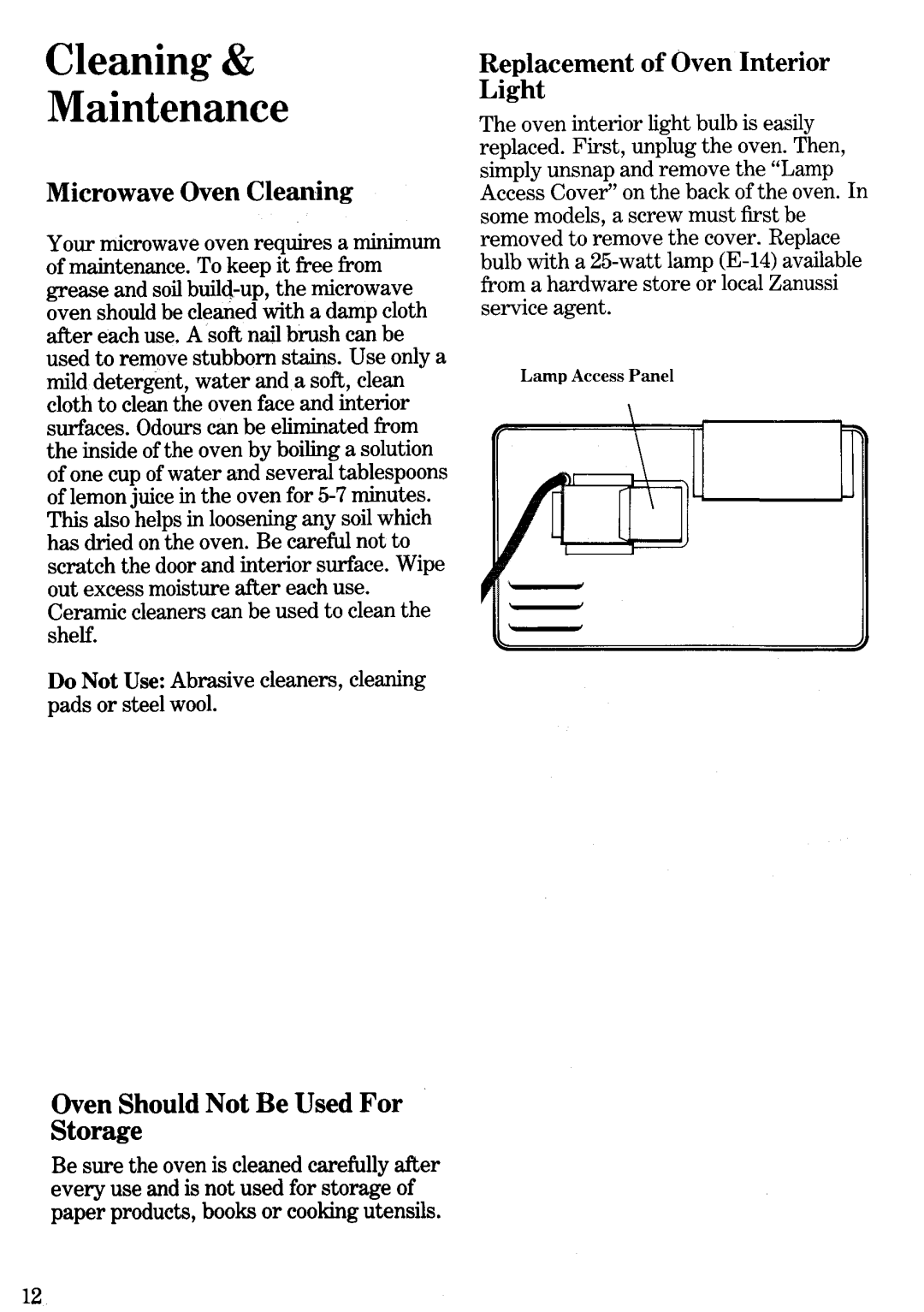 Zanussi MW500 manual 