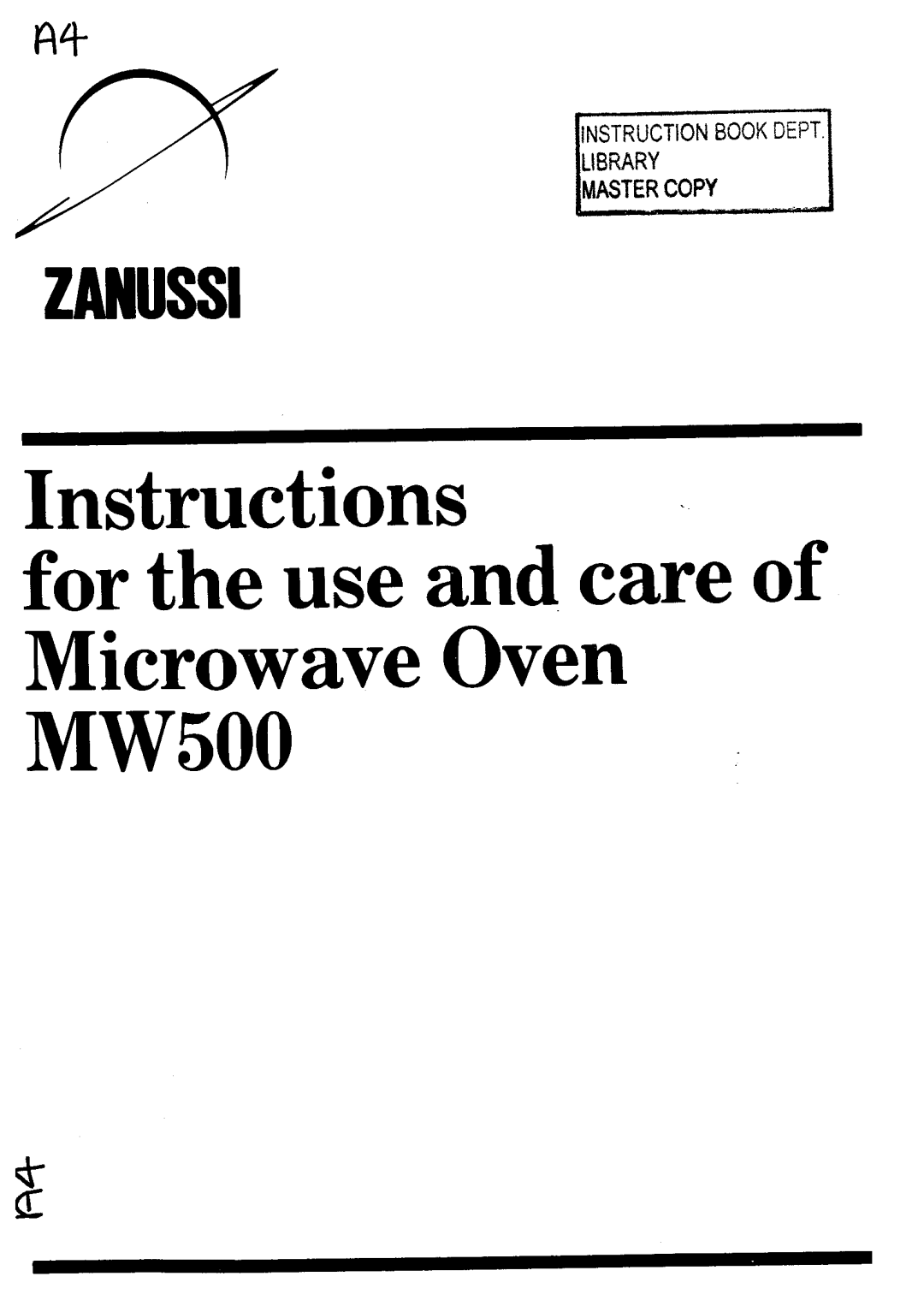 Zanussi MW500 manual 
