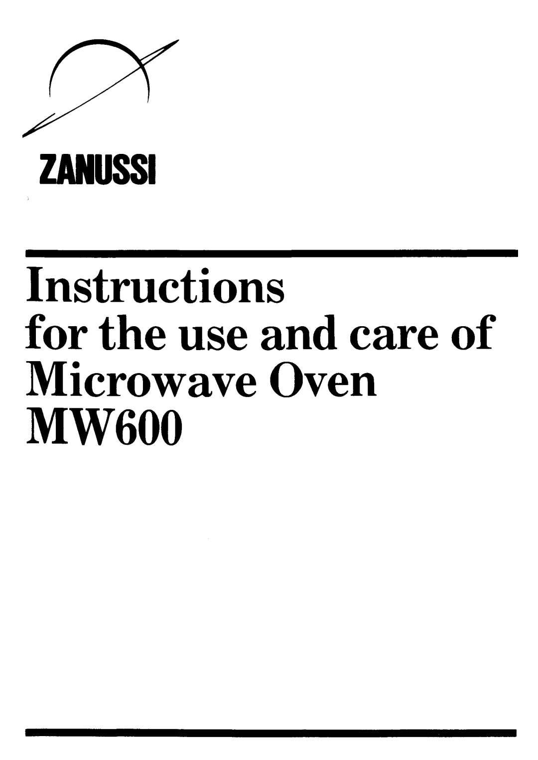 Zanussi MW600 manual 