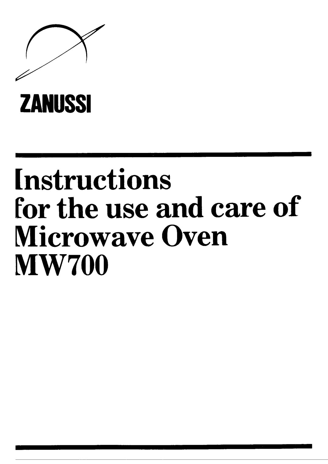 Zanussi MW700 manual 