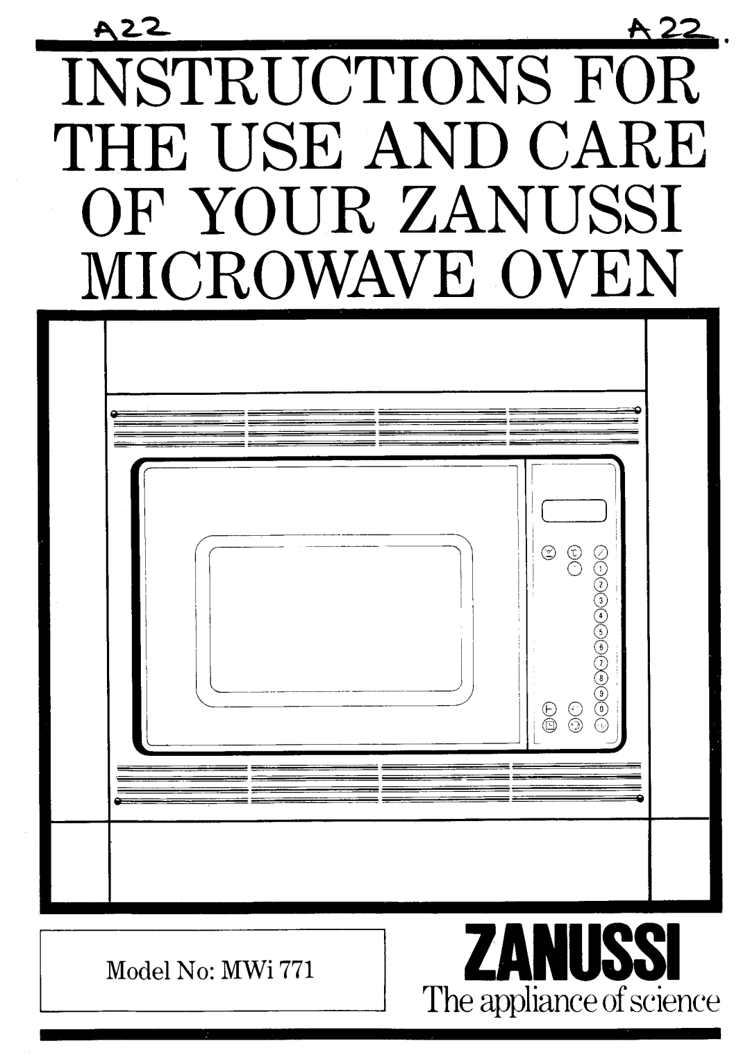 Zanussi MWi771 manual 