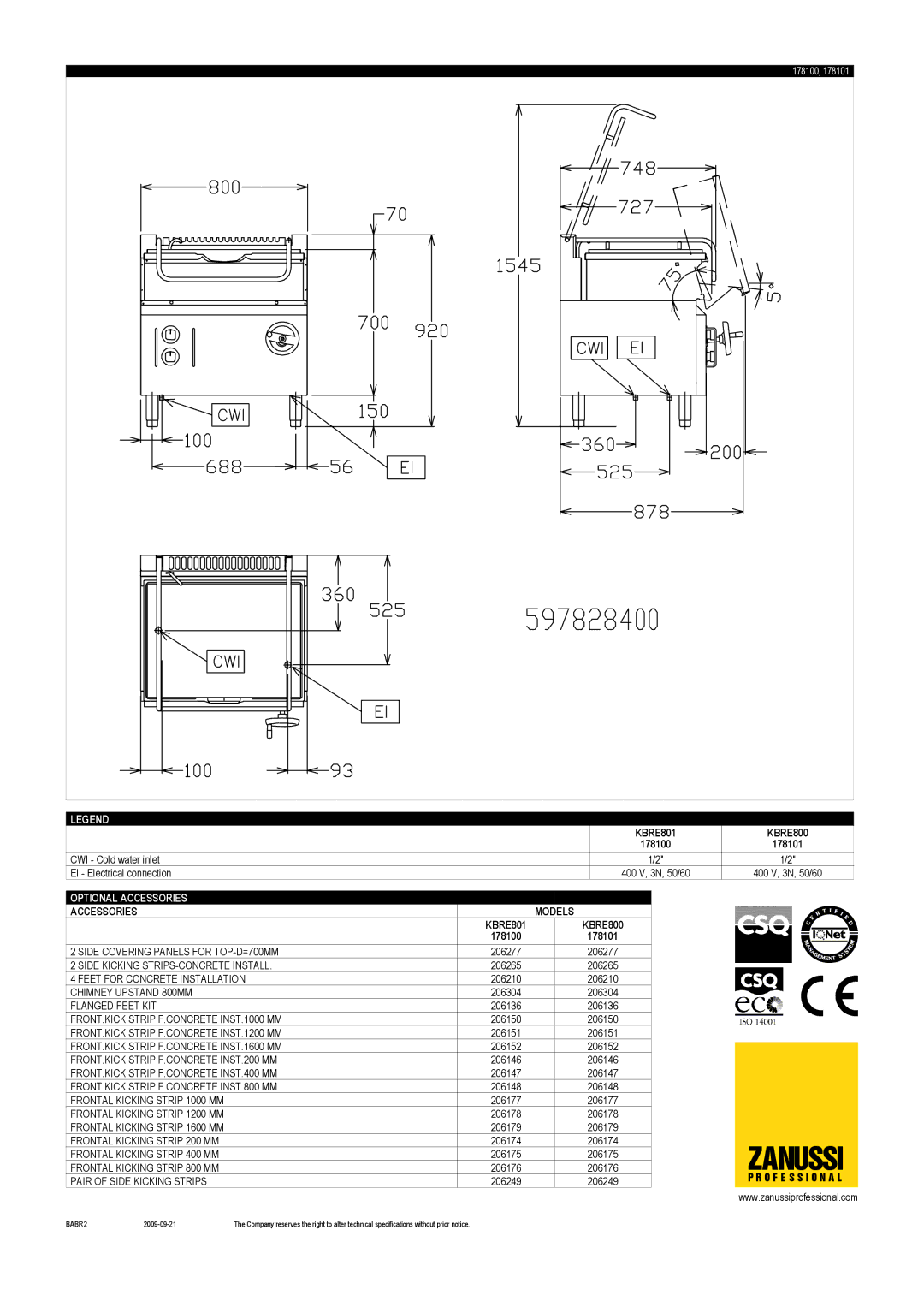 Zanussi N 700 dimensions Zanussi 