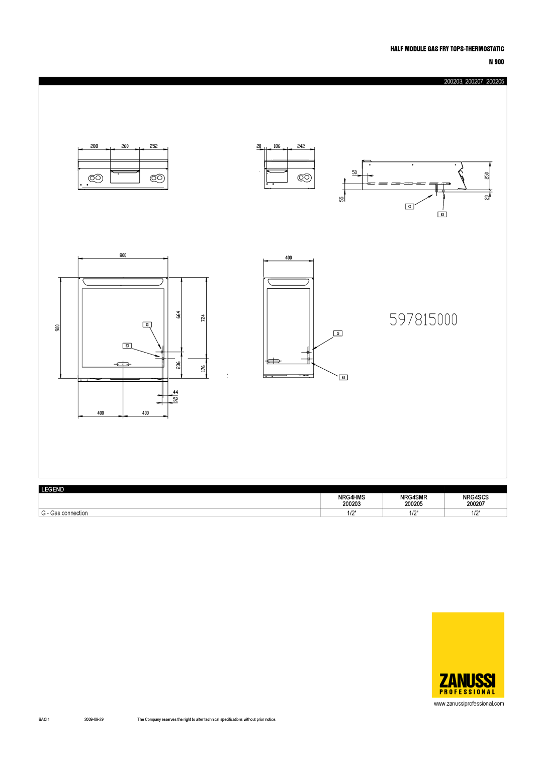 Zanussi 200205, NRG4HMS, NRG4SCS, NRG4SMR, 200207, 200203 dimensions Zanussi 