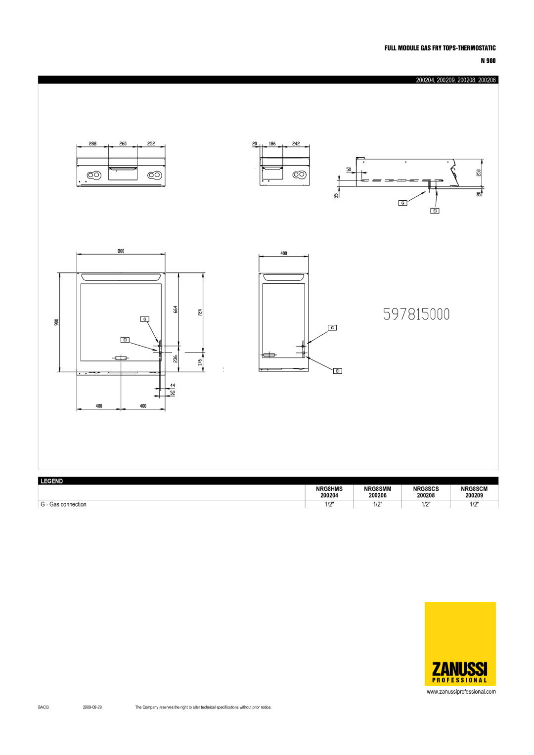 Zanussi NRG8SCM, NRG8SMM, NRG8SCS, NRG8HMS, 200206, 200204, 200209, 200208 dimensions Zanussi 