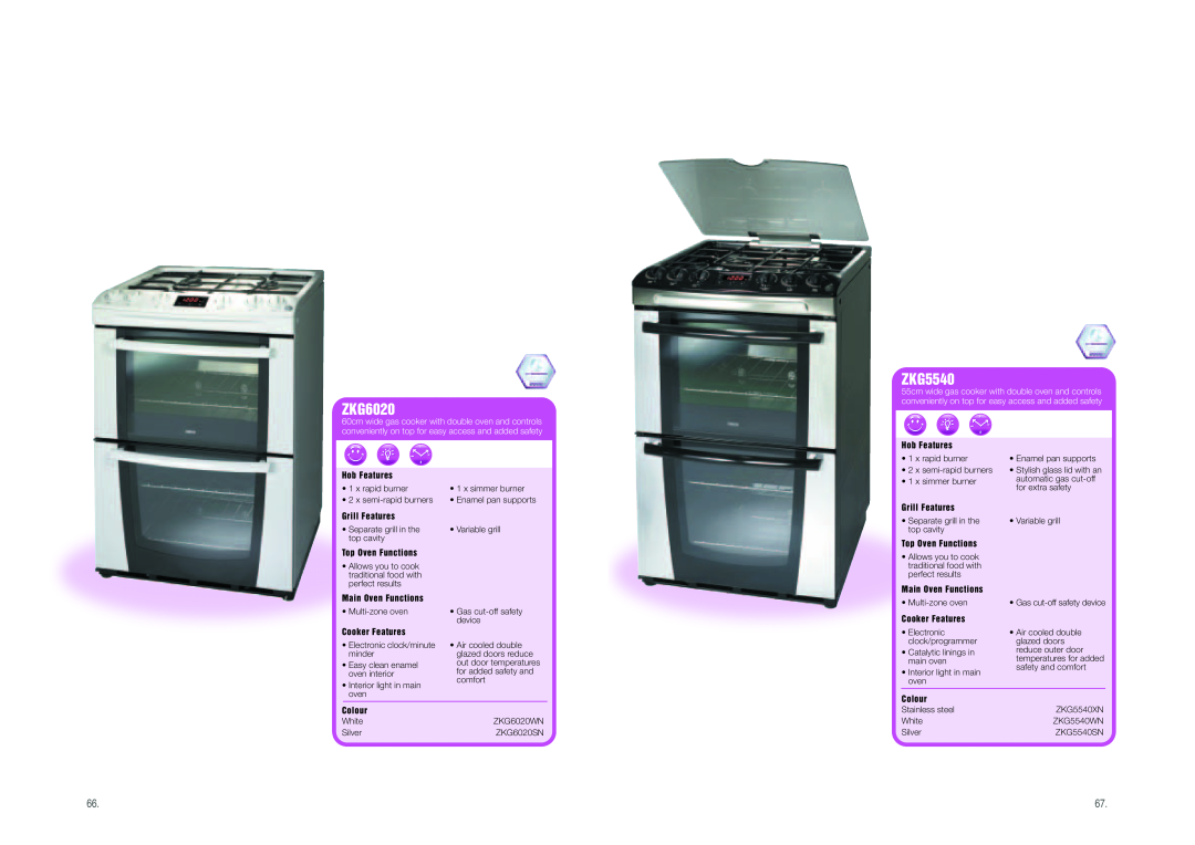 Zanussi Range Cookers manual ZKG6020, ZKG5540 