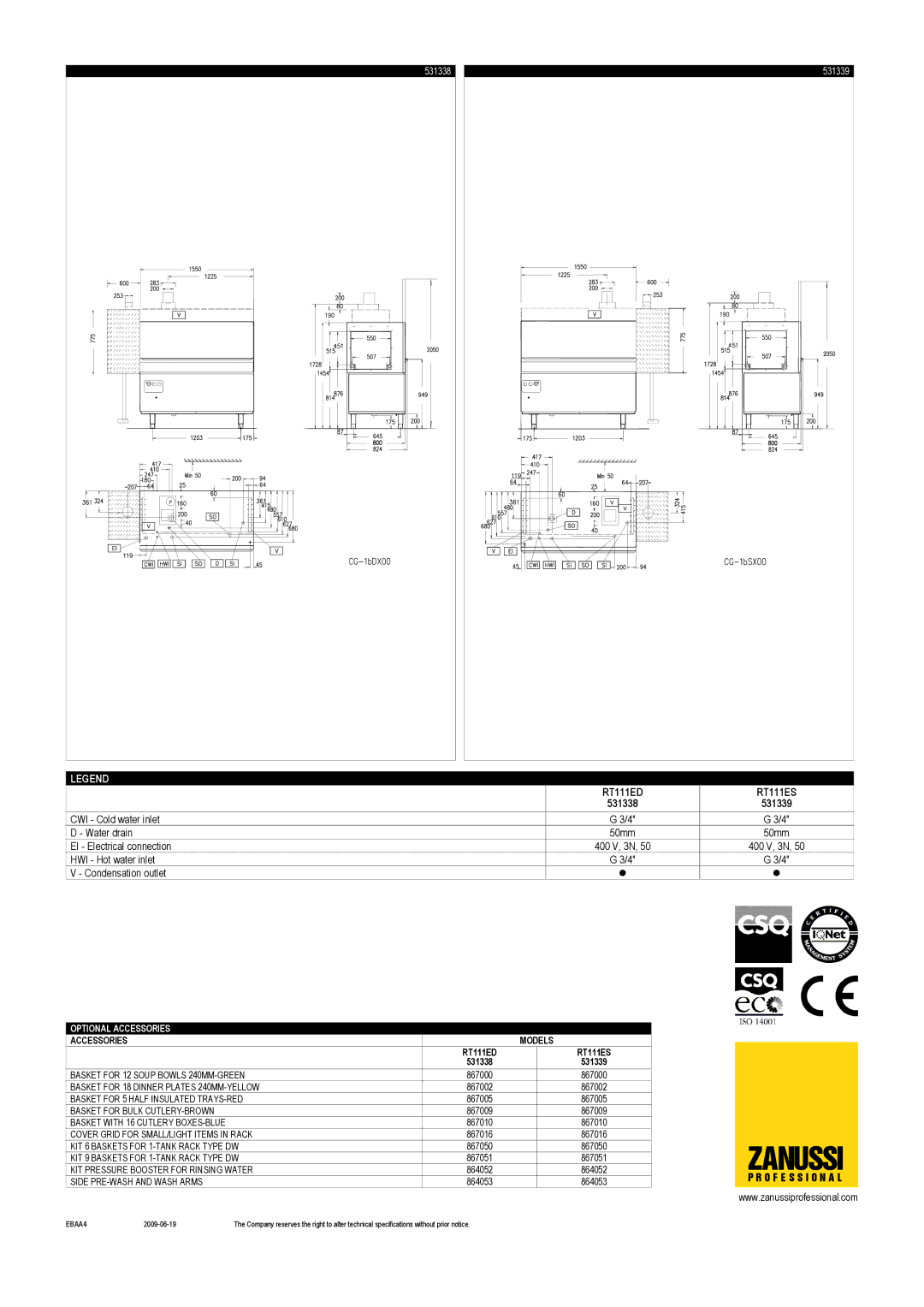 Zanussi RT111ED, RT 111, RT111ES, 531338, 531339 dimensions Zanussi 