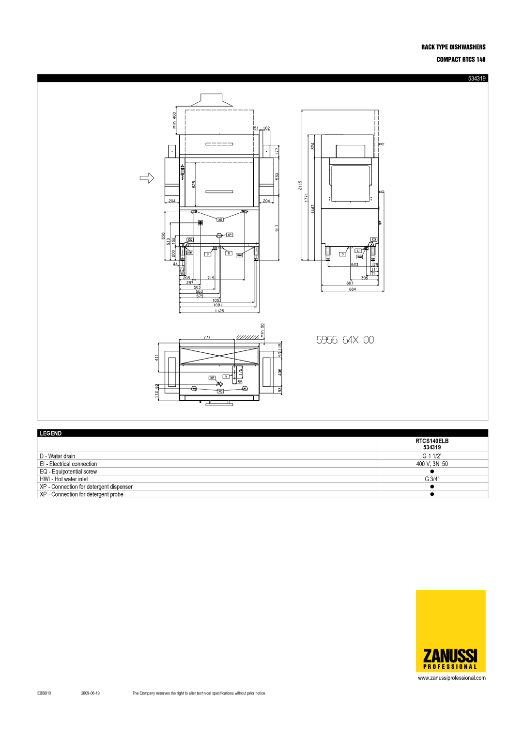 Zanussi 534319, RTCS140ERA, RTCS140ELA, RTCS140ELB, RTCS140ERB, 534318, 534316, 534317 dimensions 