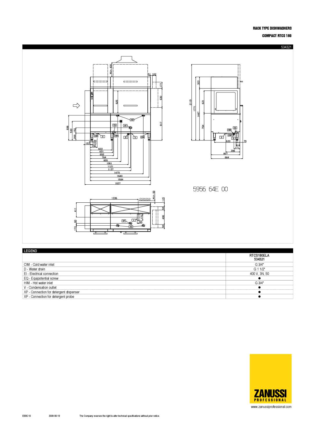 Zanussi 534320, RTCS180ERB, RTCS180ELA, RTCS180ERA, RTCS180ELB, 534323, 534322 dimensions 534321 