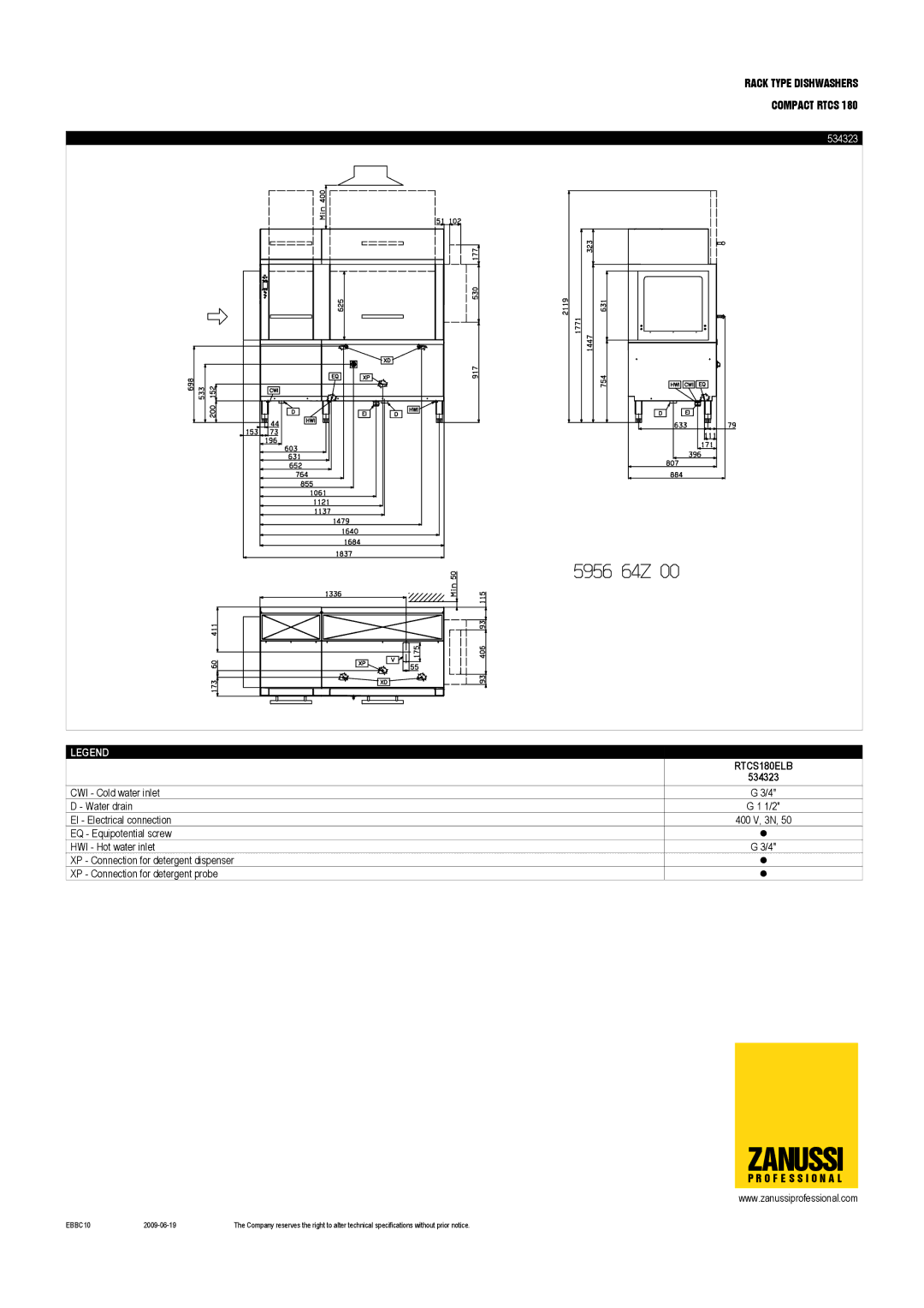 Zanussi 534321, RTCS180ERB, RTCS180ELA, RTCS180ERA, RTCS180ELB, 534320, 534322 dimensions 534323 